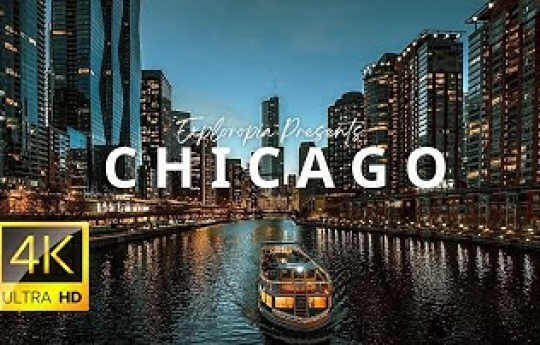 Chicago City, Illinois, USA 🇺🇸 in 4K ULTRA HD 60FPS Video at night by Drone